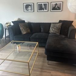 Black Shade Sectional With Gold Pillows