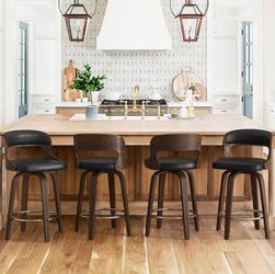 6X Black color 26” swivel faux leather barstools