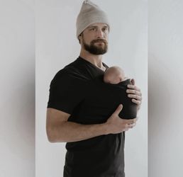 Lalabu dad kangaroo pouch shirt hands free baby carrier black size L large