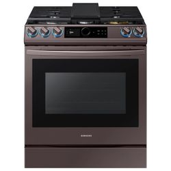 Samsung Bespoke Tuscan Stainless Steel Kitchen Appliances - Microwave and Gas Range