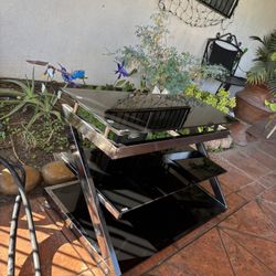 Z-Line Designs Glass TV Stand / Media Console – Modern Black Glass