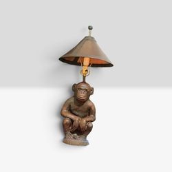 Monkey Figurine Table Lamp with Shade