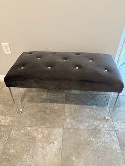 Stylish and beautiful velvet gray bench
