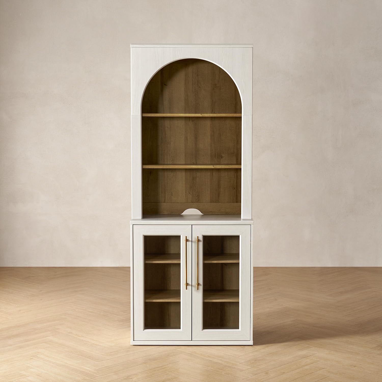 mopio Blake Tall Display Cabinet, Kitchen Buffet Pantry Cupboard, Trophy Display Case, Storage Cabinet Scratch Resistant Acrylic, Modern Farmhouse Cur