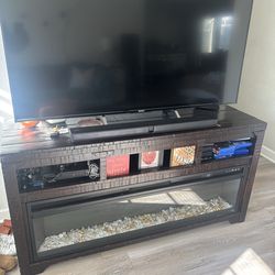 Sony TV and Fireplace TV stand