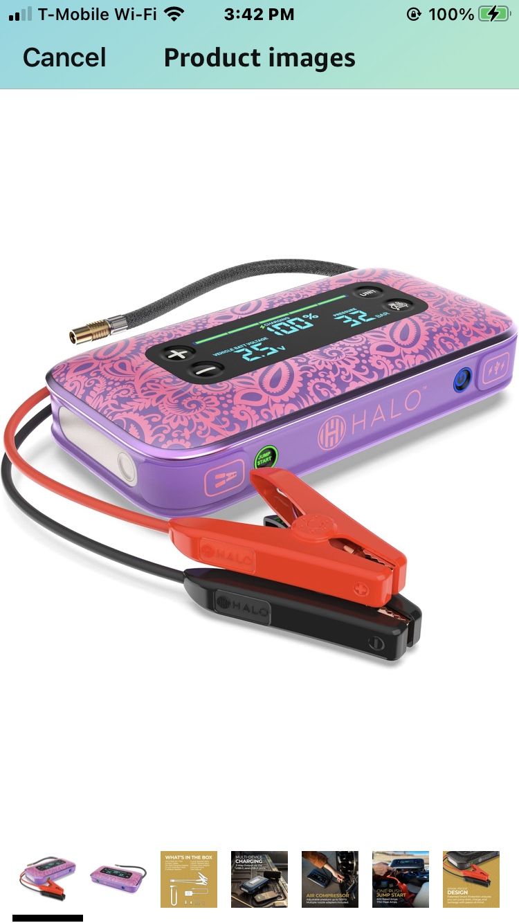 HALO Bolt Air+ 1750 Portable Car Battery Jump Starter 130 PSI Air