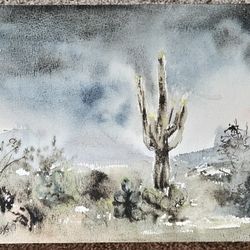 Unframed Saguaro Watercolor Painting 