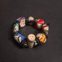 Vintage 90's Polymer Clay Fimo Face Bead Bracelet  - Excellent Condition