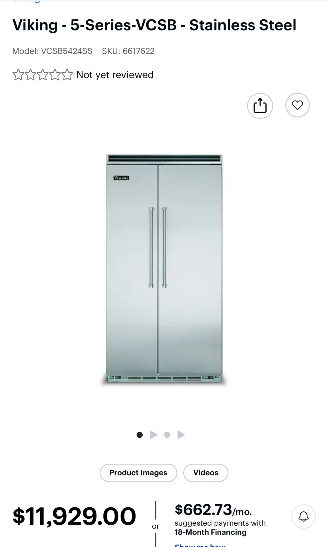 New Open Box Scuff Mark In The Fridge, Raider Outside The Fridge Raider Perfect Viking - 5-Series-VCSB - Stainless Steel