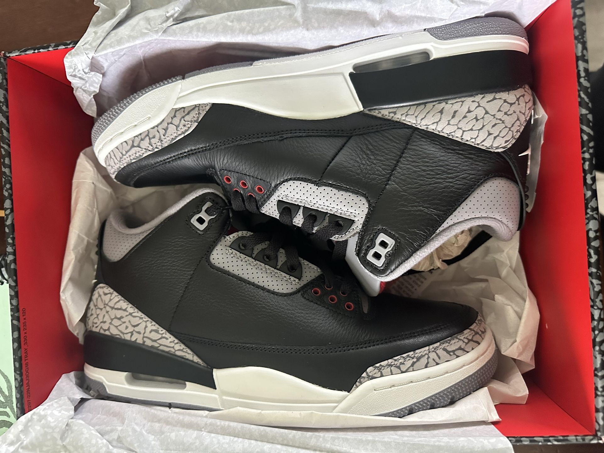 Black Cement Jordan 3 Size 10 