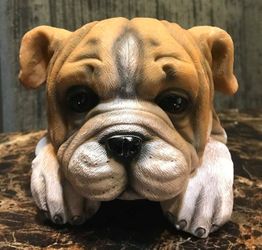Bulldog Puppy Dog Shelf Sitter 10" Long NEW in Box!