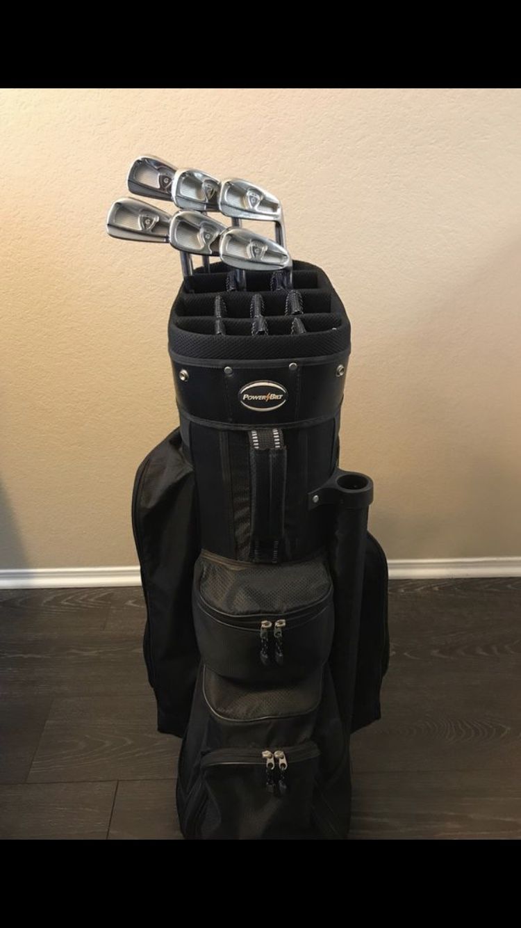 Used GolfSmith G40 Irons Golf Clubs 4-9 and Cart Bag 14 slots 6 pockets