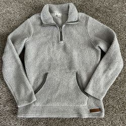 Women’s Bass Pro Shops 1/4-zip sherpa pullover long sleeve fleece in gray.  