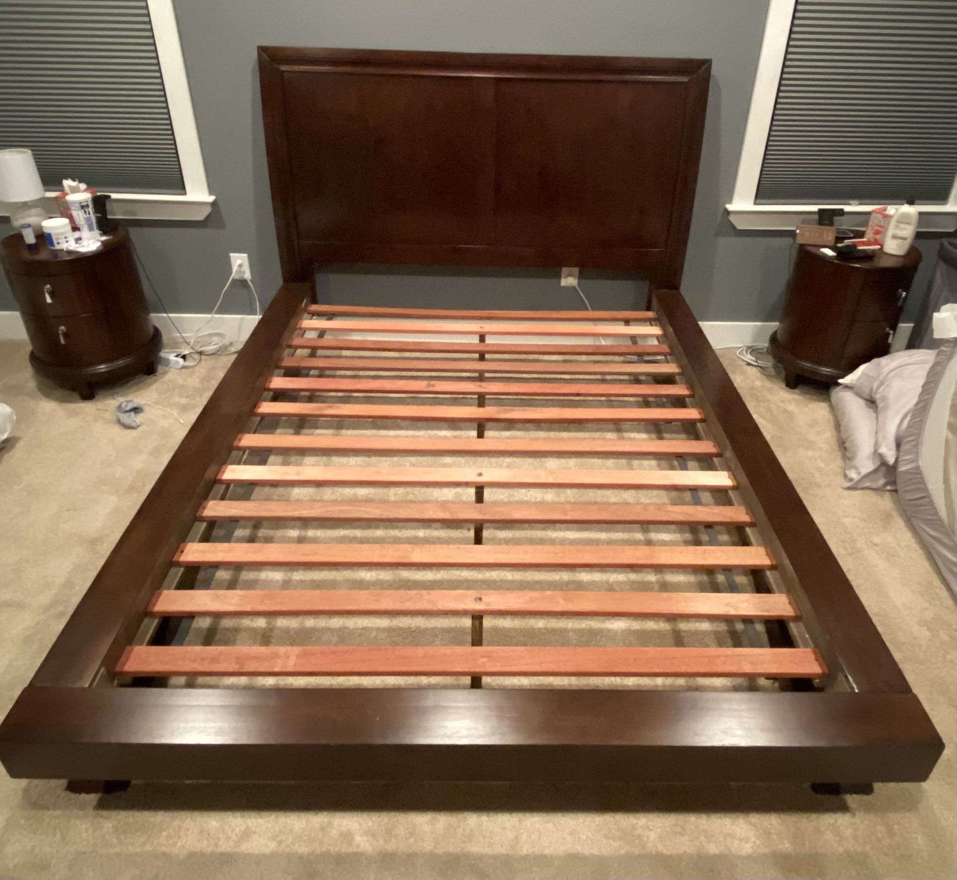 Queen Sized Wood Bed Frame With Headboard