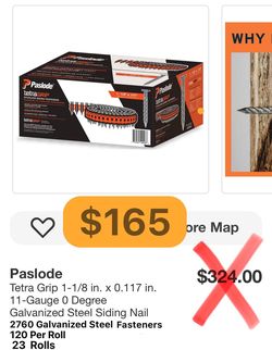 Paslode Tetra Grip 1-1/8 in. x 0.117 in. 11-Gauge 0 Degree Galvanized Steel Siding Nail 2760 Galvanized Steel Fasteners 120 Per Roll 23 Rolls