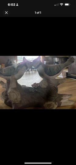 VINTAGE BLUE JAY PORCELAIN  FIGURINE 2 BIRDS ON A LIMB WITH FLOWER