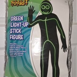 Spirit Halloween Green Light Up Stick Figure Child Costume