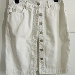 Forever 21 White Denim Button Up Mini Skirt Médium 