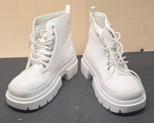 White Platform Combat Boots size 8.5
