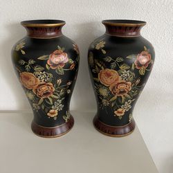 Ceramic Decorative Vases —Black Ceramic Flower Vases (14”tall x 8.50”wide $50 for both)