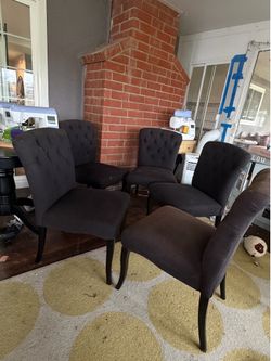 4 black fabric chairs , pick up At Eastvale area,  needs cleaning, fifth chair is free is  fade