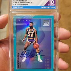 Magic Johnson Signed Aqua Card 