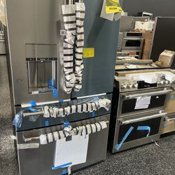 Cafe Stainless Steel Bundle Refrigerator + Gas Range