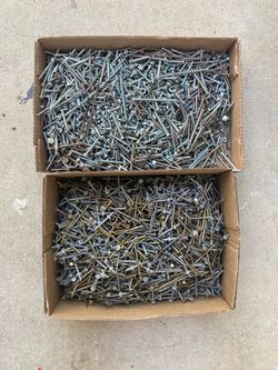Two large boxes of nails screws and bolts Two large boxes of nails screws and bolts