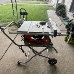 Rigid 15 Amp 10 in. Portable Corded Pro Jobsite Table Saw with Stand