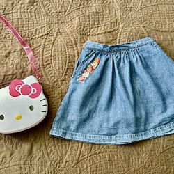 Hello Kitty girl skirt/shorts size 6  and Metal bag