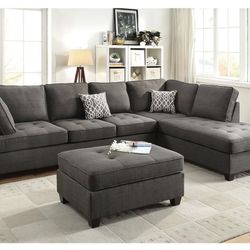 Gray Sectional Sofa - Ottoman Sold Separate (Free Delivery)