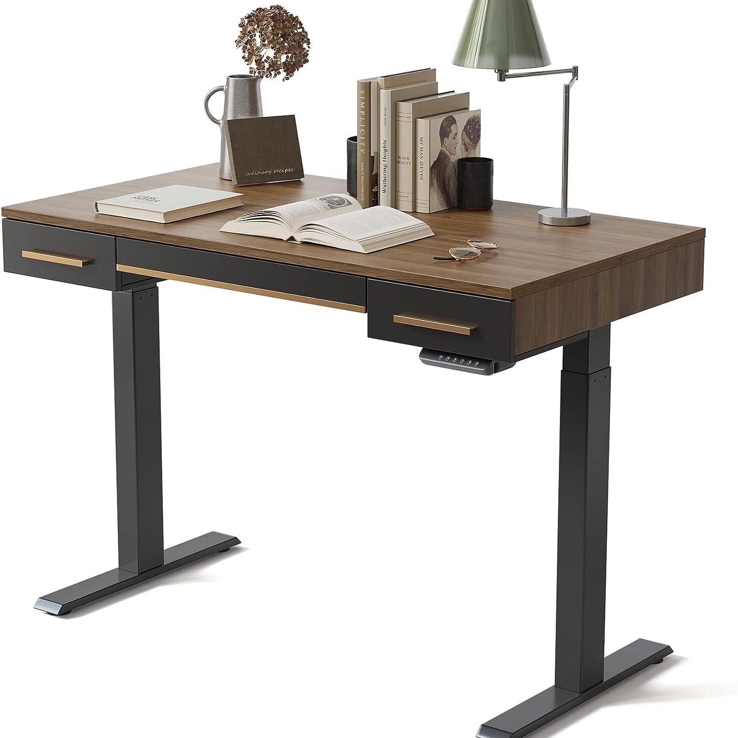 Modern electric standing desk with 3 drawers