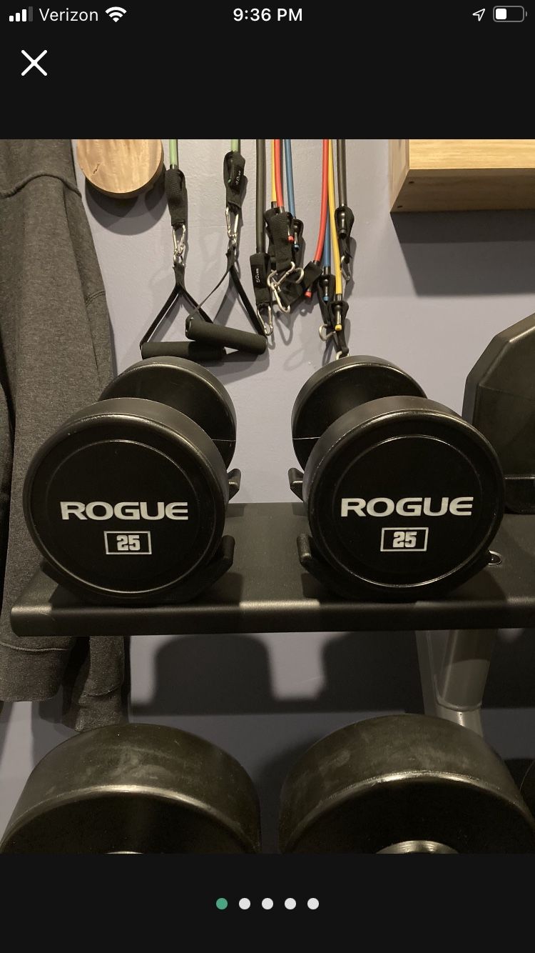 Brand New Pair Of 25 Lb Rogue Urethane Dumbbells