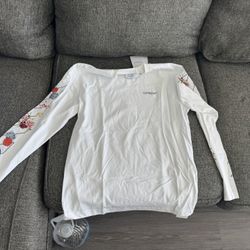 Off White Long Sleeve Shirt White Graphic Sleeve Women’s Size Medium