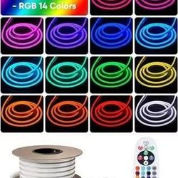 65.6 Ft Shine Decor LED RGB Neon Rope Lights AC 120V, Expandable & Cuttable Bright Strip Lighting with Remote, Dimmable Color Changing, ETL Cold-Resis