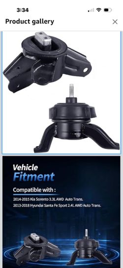 Engine Motor Mount fit for 2013-2018 Hyundai Santa Fe Sport 2.4L 2014-2015 Kia Sorento 3.3L AWD AUTO, Transmission