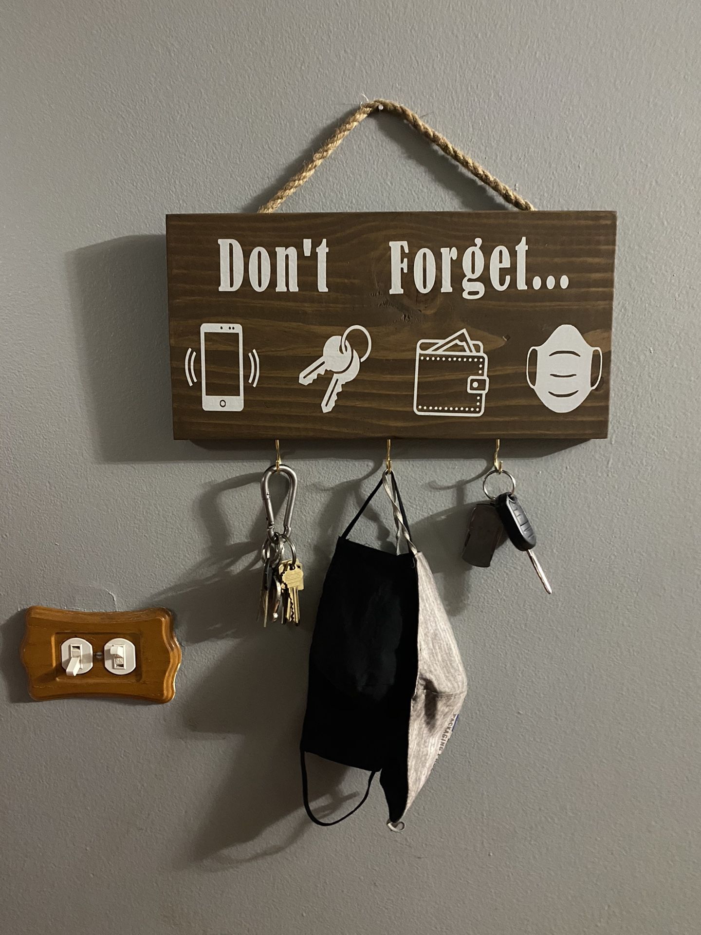 rustic wood handmade key/mask holder