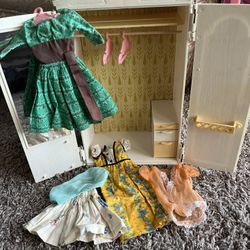 Vintage Barbies Armoire And Clothes