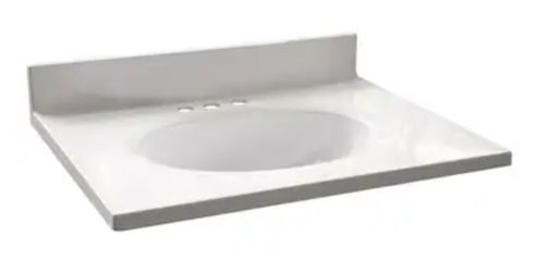 WHITE CULTURED MARBLE BOWL VANITY TOP...25 " x 19"....$ 80