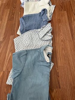 5 Boys button down shirts and 1 pair pull on gray pants size 16. Sizes 14, 16, Slim and medium.  All for $10