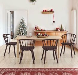 Walnut Solid Wood Talia Dining Chair Windsor Back Farmhouse Spindle Dining Chair Side Chair Set of 4