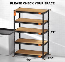 5-Tier Steel Storage Shelving Unit 40x20x72