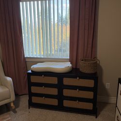 Black Rattan 6 Drawer Dresser