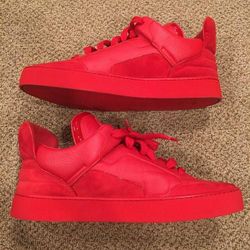 Louis Vuitton x Kanye West Red Leather and Suede Don High Top