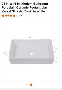 24 in. x 16 in. Modern Bathroom Porcelain Ceramic Rectangular Vessel Sink Art Basin in White