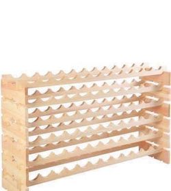 New Wine Rack Stackable Storage 6 Tier 72 Bottle Storage Display Shelves Wood