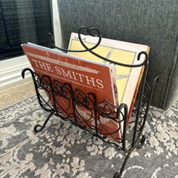 Vintage MCM Wrought Iron Record / Magazine Rack