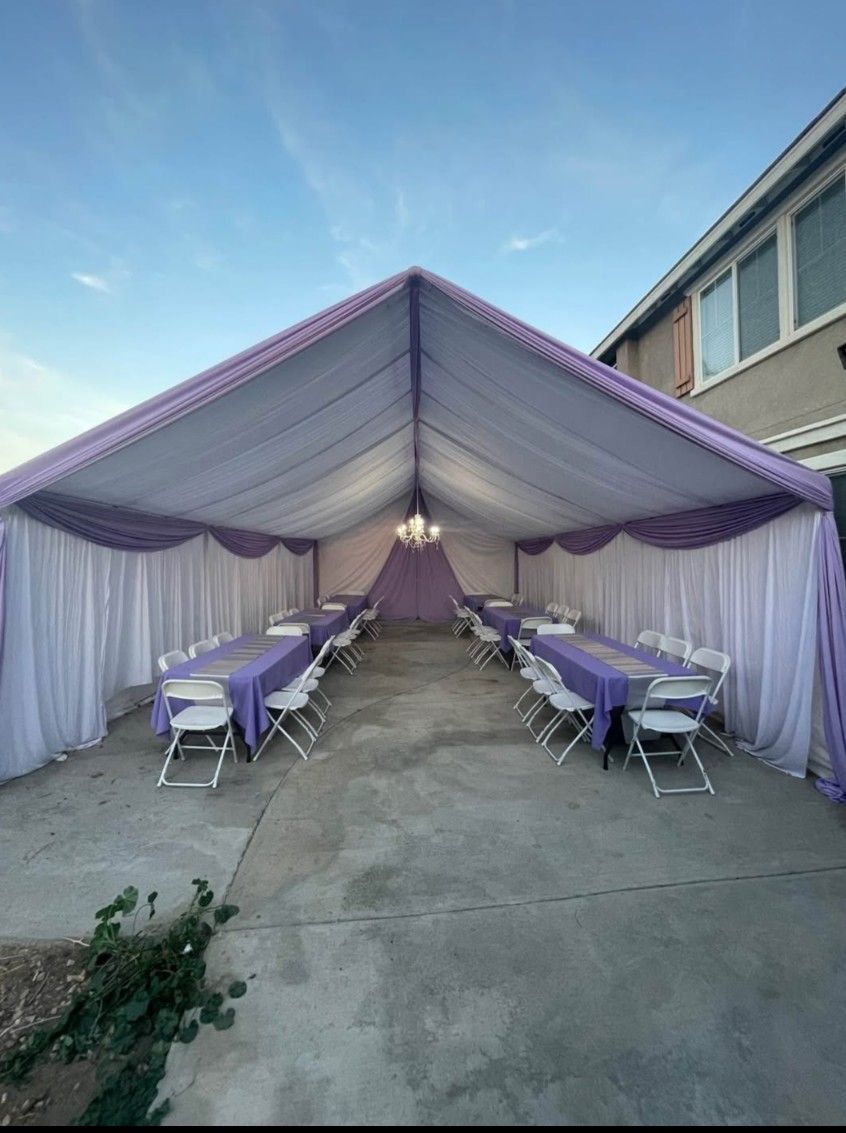 Rent Tent Drapping Chairs Tables Tables 
Chandelier tablecloth 
10x10 ,10x20, 10x30 
20x20, 20x30 , 20x40 
To book: 
Size: 
Event date: 
City: 
Colors