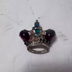 RARE Trifari Alfred Philippe Crown Brooch 137542 (MISSING STONES)