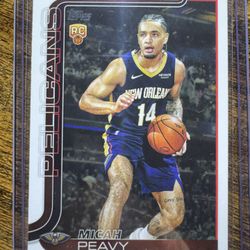 Topps 2025 Micah Peavy Rookie Base #241 New Orleans Pelicans NBA Card